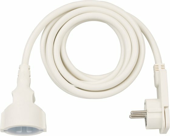 Cable de extension corto con enchufe de angulo plano 3m H05VV-F3G1,5 blanco