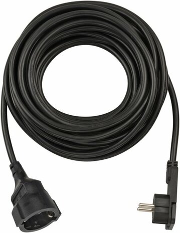 Cable de extension corto con enchufe de angulo plano 10m H05VV-F3G1,5 negro