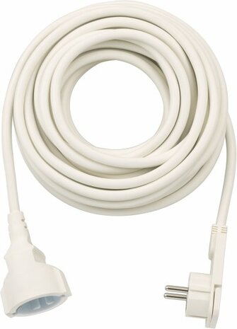 Cable de extension corto con enchufe de angulo plano 10m H05VV-F3G1,5 blanco