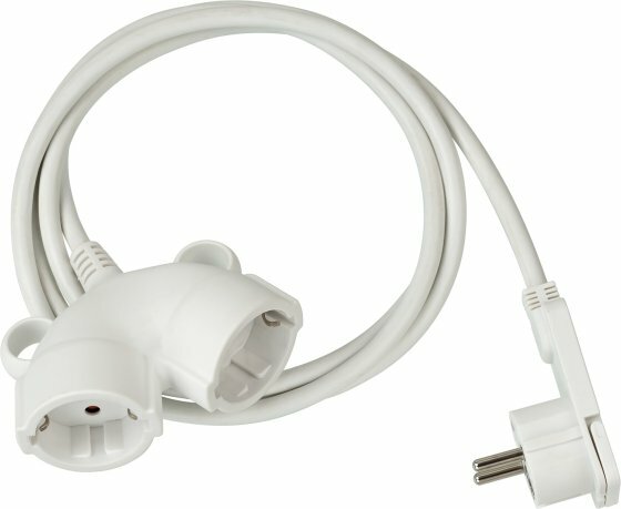 Cable alargador de plastico de alta calidad con enchufe plano y doble entrada 5m H05VV-F 3G1,5 blanco