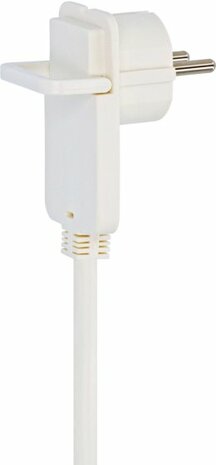 Cable alargador de plastico de alta calidad con enchufe plano y doble entrada 5m H05VV-F 3G1,5 blanco