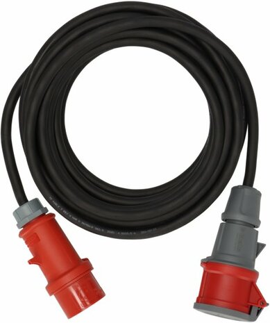 Cable de extension CEE IP44 con inversor de fase 10m negro H07RN-F 5G2,5 CEE 400V 16A