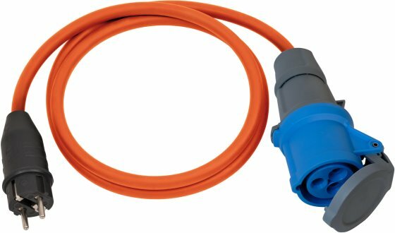Cable adaptador IP44 para camping maritimo 1,5m naranja H07RN-F 3G2,5 Enchufe de contacto protector, enchufe CEE 230V 16A