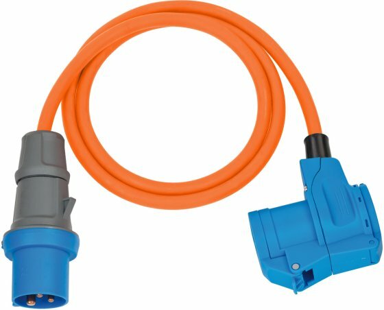 Cables extensibles CEE IP44 para camping maritimo 1,5m naranja H07RN-F 3G2,5 enchufe CEE, acoplamiento acodado 230V 16A