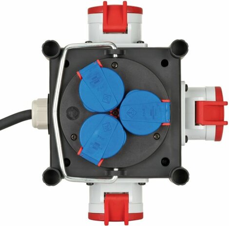 Compacto distribuidor de corriente de goma BSV 3 LS E 16 2 IP44 1m H07RN-F 5G1,5 3xCEE400V + 3x230V