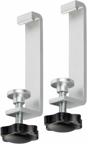 Abrazaderas de mesa con tornillos de bloqueo para regletas de enchufes Alu-Office-Line
