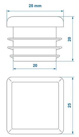 Tapa cuadrada de 25x25mm x10 unidades