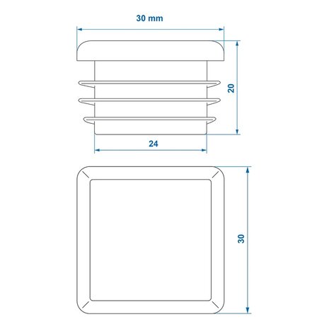 Tapa cuadrada de 30x30mm x10 unidades