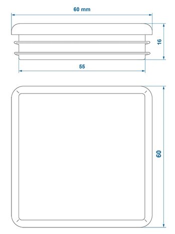 Tapa cuadrada de 60x60mm x10 unidades