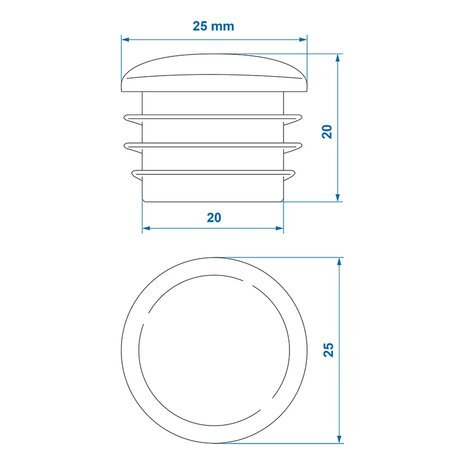 Tapa cuadrada de Ø25mm x10 unidades