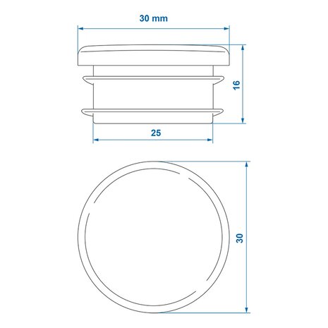 Tapa cuadrada de Ø30mm x10 unidades