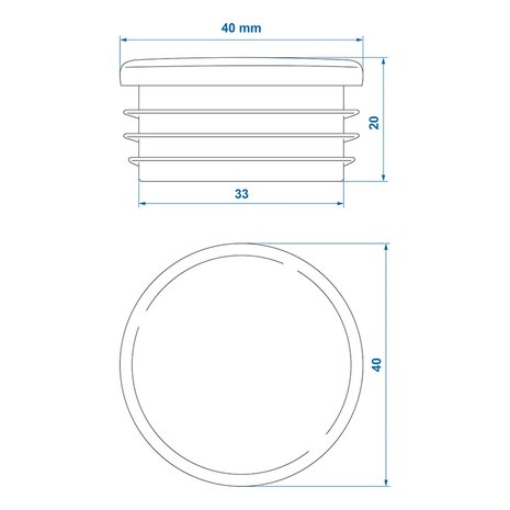 Tapa cuadrada de Ø40mm  x10 stuks