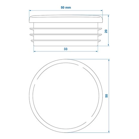 Tapa cuadrada de Ø50mm x10 unidades