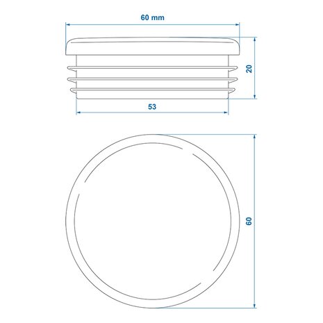 Tapa cuadrada de Ø60mm x10 unidades