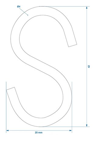 Gancho en forma de S de 4 mm de diametro (4 4 x 2 1 cm) x10 piezas
