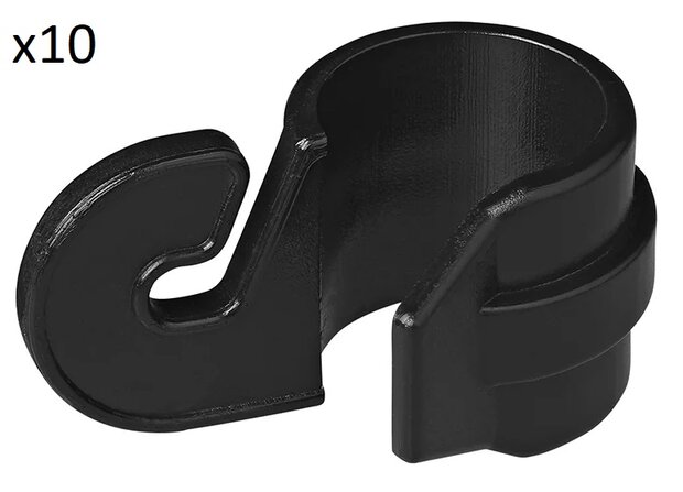Clip para poste de tienda de campana de 19-22 mm con gancho x10 stuks