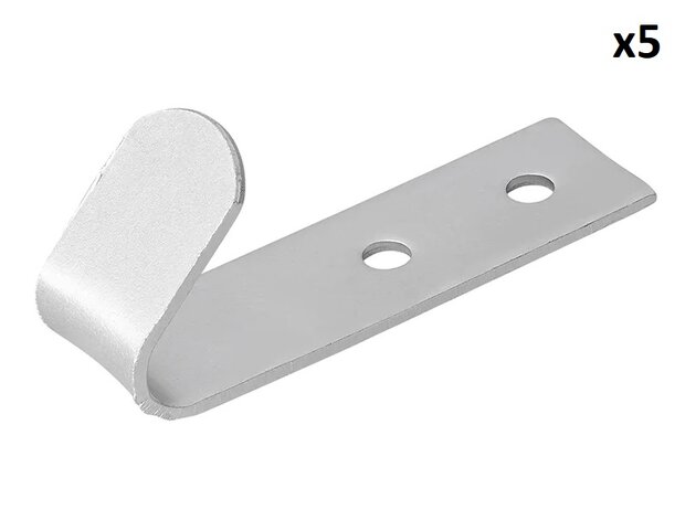 Gancho roscado de metal 72 x 21 x 2 mm x5 piezas
