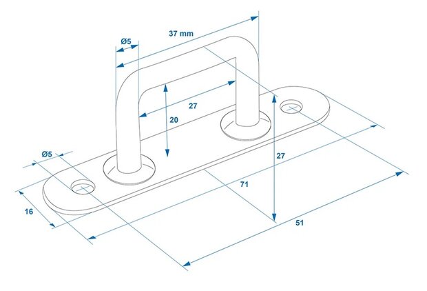 Ojal rectangular de 36 mm x5 piezas
