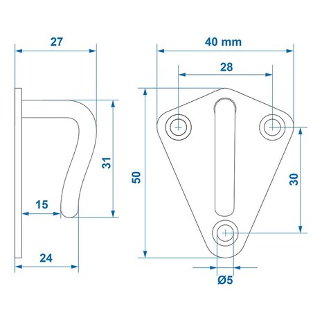 Gancho de cuerda de metal soldado 40x45mm x10 piezas