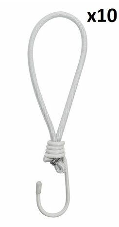 Tensor de tienda elastico blanco con gancho x10 piezas