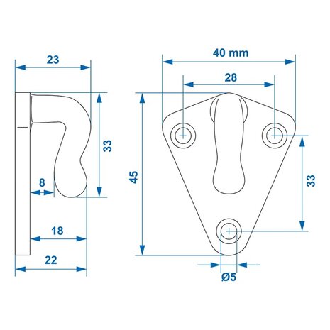 Gancho de cuerda de metal 40x45mm x10 pieza