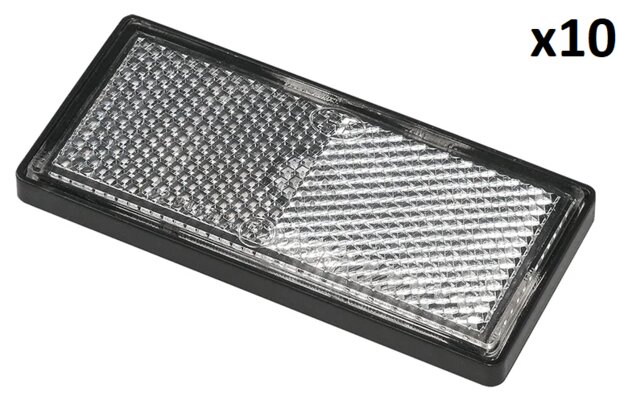 Reflector blanco 85x39mm autoadhesivo con placa base x10 piezas