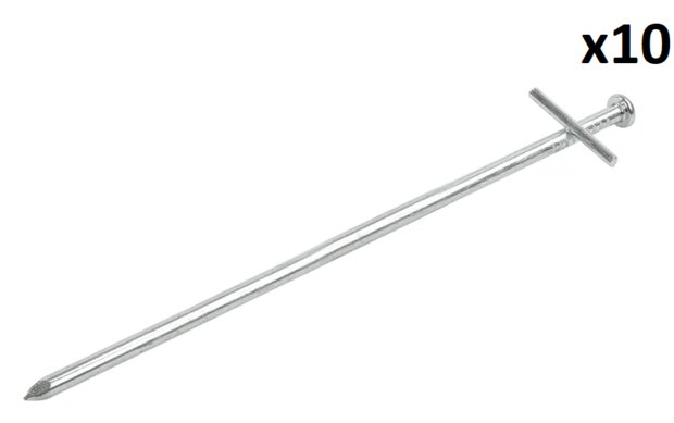 Piqueta metalica de 23 cm con pasador transversal soldado x10 unidades