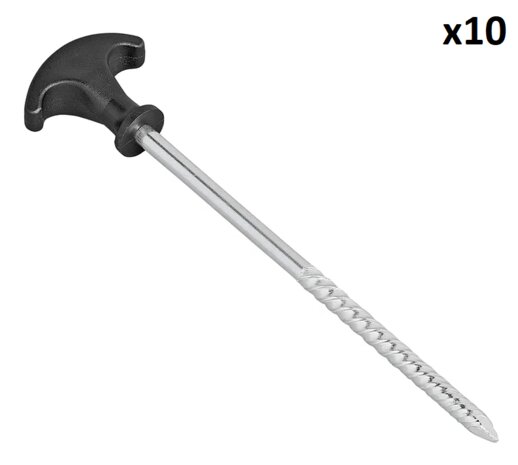 Piqueta de tienda 20,5 cm de acero galvanizado con rosca x10 unidades