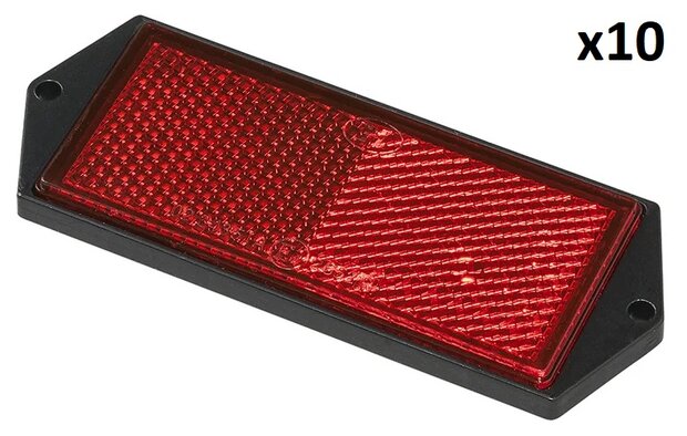 Reflector rojo 104x40mm montaje con tornillos x10 piezas
