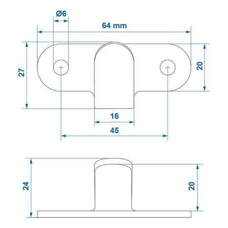 Gancho metalico 65x27 mm curvado x10 piezas