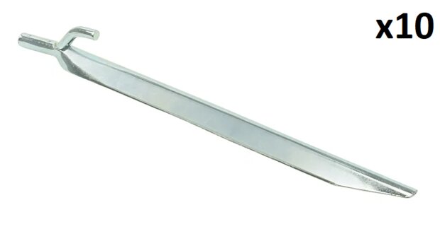 Estaca de tienda de metal de 25 cm con gancho x10 piezas