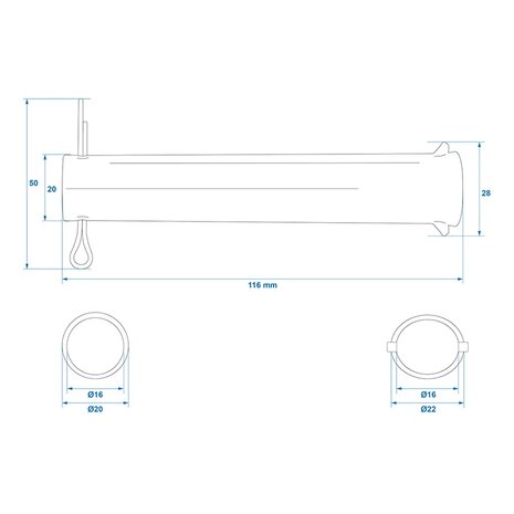 Eje para rueda de soporte 48 mm x10 unidades