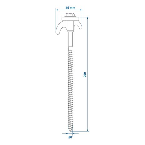 Piqueta para tienda 20 cm metalica atornillable con gancho de plastico x10 unidades