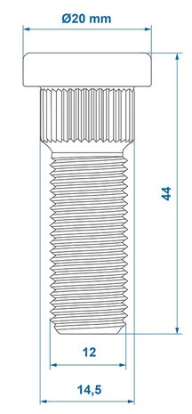 Perno de rueda M12x1,5 estriado 14,5 mm x10 unidades