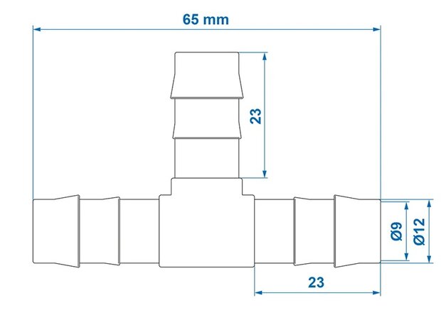 Racor en T para manguera 12 mm x10 unidades