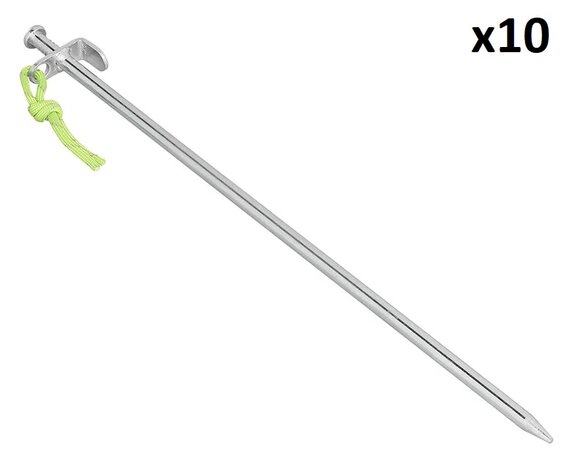 Piqueta para terreno rocoso 40 cm acero galvanizado con gancho en L – Pack de 10 unidades
