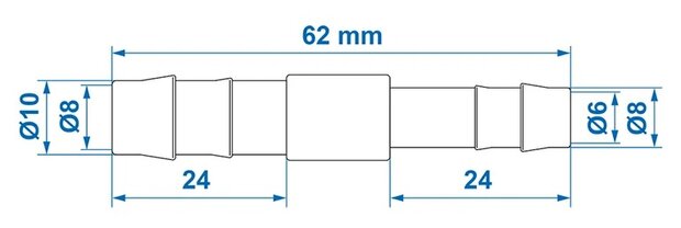 Reductor de manguera recto 10x8 mm x10 piezas