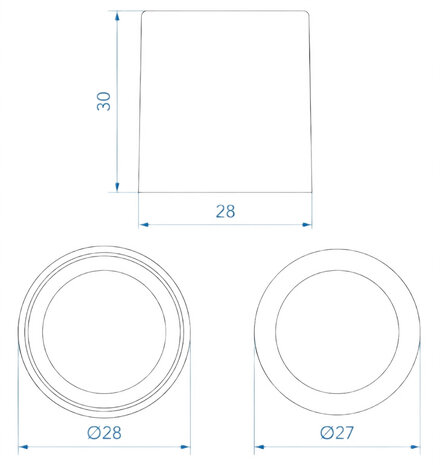 Reductor para tubo de desague de Ø28 mm a Ø17 mm PE negro x5 piezas
