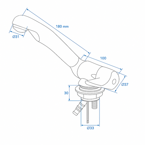 Grifo de agua fria Keramik Style 12V diametro 33 mm cromo x5 unidades