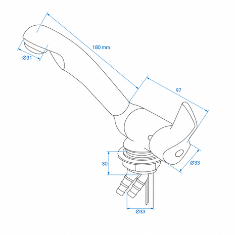 Grifo mezclador Keramik Style 12V diametro 33 mm cromo x5 unidades