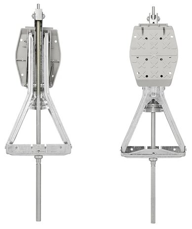Soporte de esquina para caravana 1000 kg 605 x 280 mm H: 470 mm con pie de estabilizacion y mecanismo de extension alargado