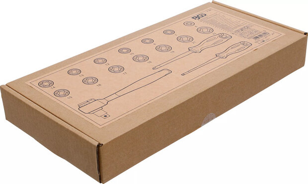 Juego de llaves de vaso y destornilladores VDE 10 mm (3/8) 17 piezas