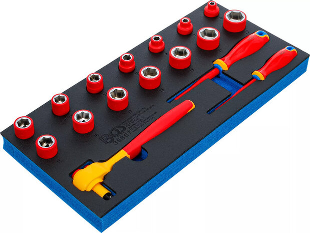 Juego de llaves de vaso y destornilladores VDE 10 mm (3/8) 17 piezas