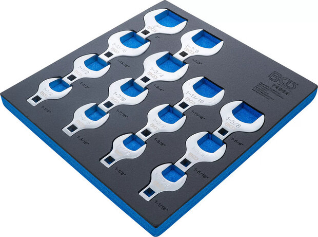 Juego de llaves de boca hexagonal abierta (crowfoot) 12,5 mm (1/2) medidas en pulgadas 14 piezas