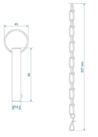 Pasador de bloqueo con cadena diametro 14,3 mm
