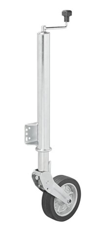 Rueda jockey 570/60 mm con llanta metalica grande y neumatico de goma 220 x 65 mm, plegable 500 kg
