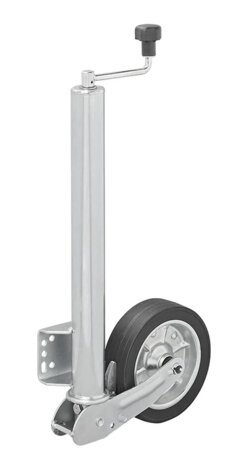Rueda jockey 570/60 mm con llanta metalica grande y neumatico de goma 220 x 65 mm, plegable 500 kg