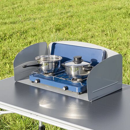 Paraviento de cocina de 3 piezas de acero plegable con placa base 63 x 30,5 x 25 cm