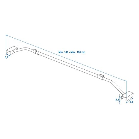 Arco metalico extensible 100-155 cm para lona de remolque