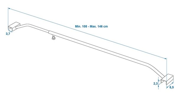 Arco de aluminio extensible 108–146 cm para lona de remolque